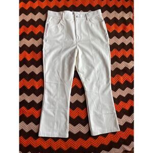 7 for All Mankind Cream High Waist Slim Kick Flare Faux Leather Pant sz 33 NWOT